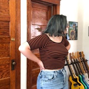 Forever 21 black and orange off the shoulder top